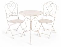 Комплект (стол + 2 стула) Secret de Maison Monique (mod. PL08-6241.6242) металл, стол:62*73, стул: 48*40*93, Античный белый (Antique White). Фото №1