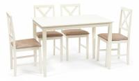 Обеденный комплект эконом Хадсон (стол + 4 стула)/ Hudson Dining Set дерево гевея/мдф, стол: 110х70х75см / стул: 44х42х89см, ivory white (сл