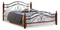 Кровать AT-803 дерево гевея/металл, 120*200 см (middle bed), красный дуб/черный. Фото №1