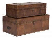 Набор из 2-х столиков - сундуков Secret De Maison ROBINZON ( mod. M-2001 ) дерево манго/кожа буйвола, 21х66х30/28х73х40см, Античный светлый Набор из 2-х столиков - сундуков Secret De Maison ROBINZON ( mod. M-2001 ) дерево манго/кожа буйвола, 21х66х30/28х73х40см, Античный светлый. Фото №1