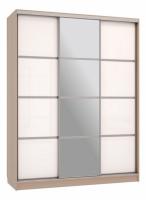 Бассо 2-600 с зеркалом (полки слева) дуб млечный/белый