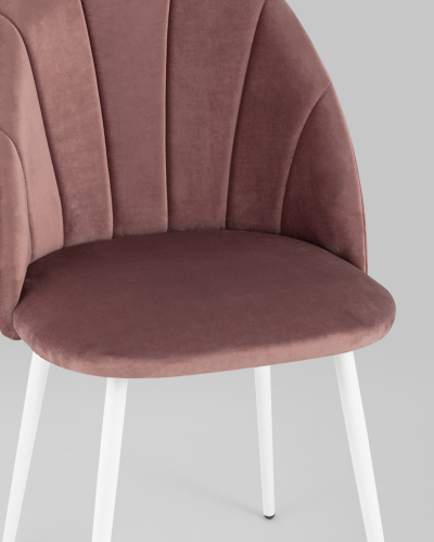 Стул Логан велюр пыльно-розовый белые ножки. Фото №9