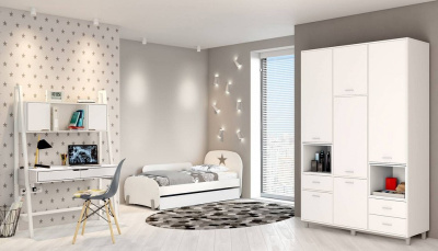 Шкаф комбинированный Polini Kids Mirum, белый. Фото №4