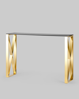 Консоль КРОСС 115*30 золото стекло smoke. Фото №3