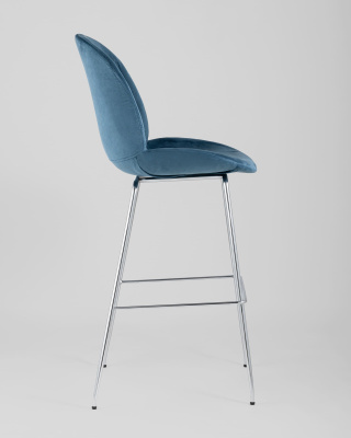Стул барный Beetle со спинкой маренго хромированные ножки. Фото