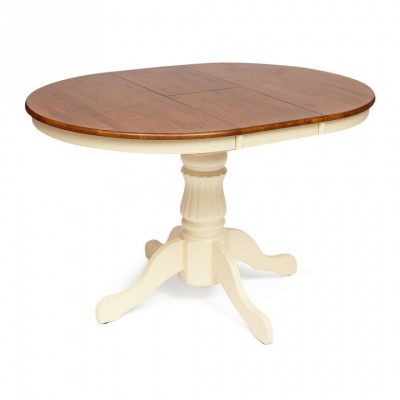 Стол NAVARRESE (mod. E-R36R+12AV NMO-2B) дерево гевея/мдф, D90+30x76см, rustic oak+cream (дуб+кремовый). Фото №2