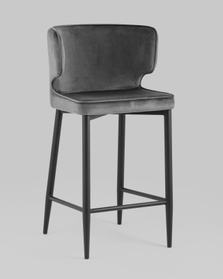 Стул полубарный Матео велюр серый. Фото
