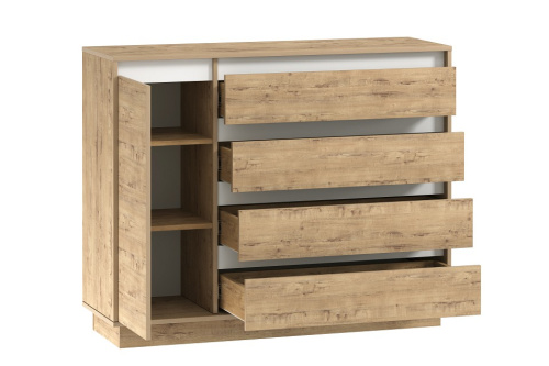 Комод Virginia НМ 011.01, Белый Скандинавский/Дуб Бунратти. Фото №2