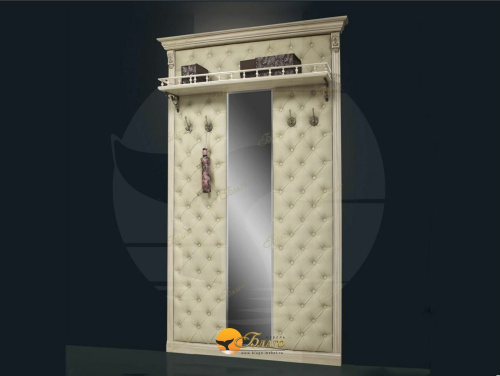 Вешалка с 4 крючками с зеркалом и полкой Б5.10-4. Фото №1