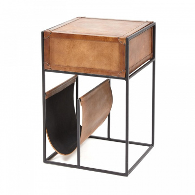 Тумба Secret De Maison BREAK ( mod. 2661) металл/кожа буйвола, 38x33x60, Античный светлый. Фото №2