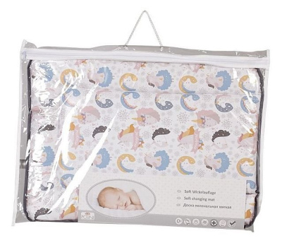 Матрас пеленальный Polini kids Волшебный Единорог, серый. Фото