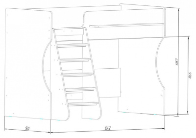 Кровать-чердак Р432 Капризун 1, древесина коричневая светлая дуб фото Кровать-чердак Р432 Капризун 1, древесина коричневая светлая дуб. Фото №5