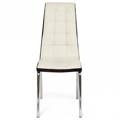 Стул ALESSI ( mod.36 ) металл/экокожа, 42 х 65 х 101 х 49 см, слоновая кость/темно-коричневый (окантовка)/хром (Поставляется только по 4 шт.. Фото