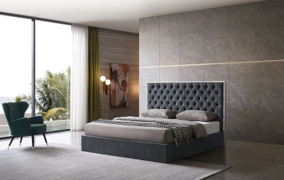 Кровать LBD1704 серая с ящиком для белья. Фото