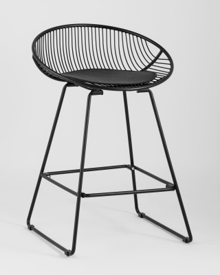 Стул полубарный UFO черный с черной подушкой. Фото №3